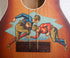  Close-up of Touchdown ukulele headstock with sports-themed inlays.