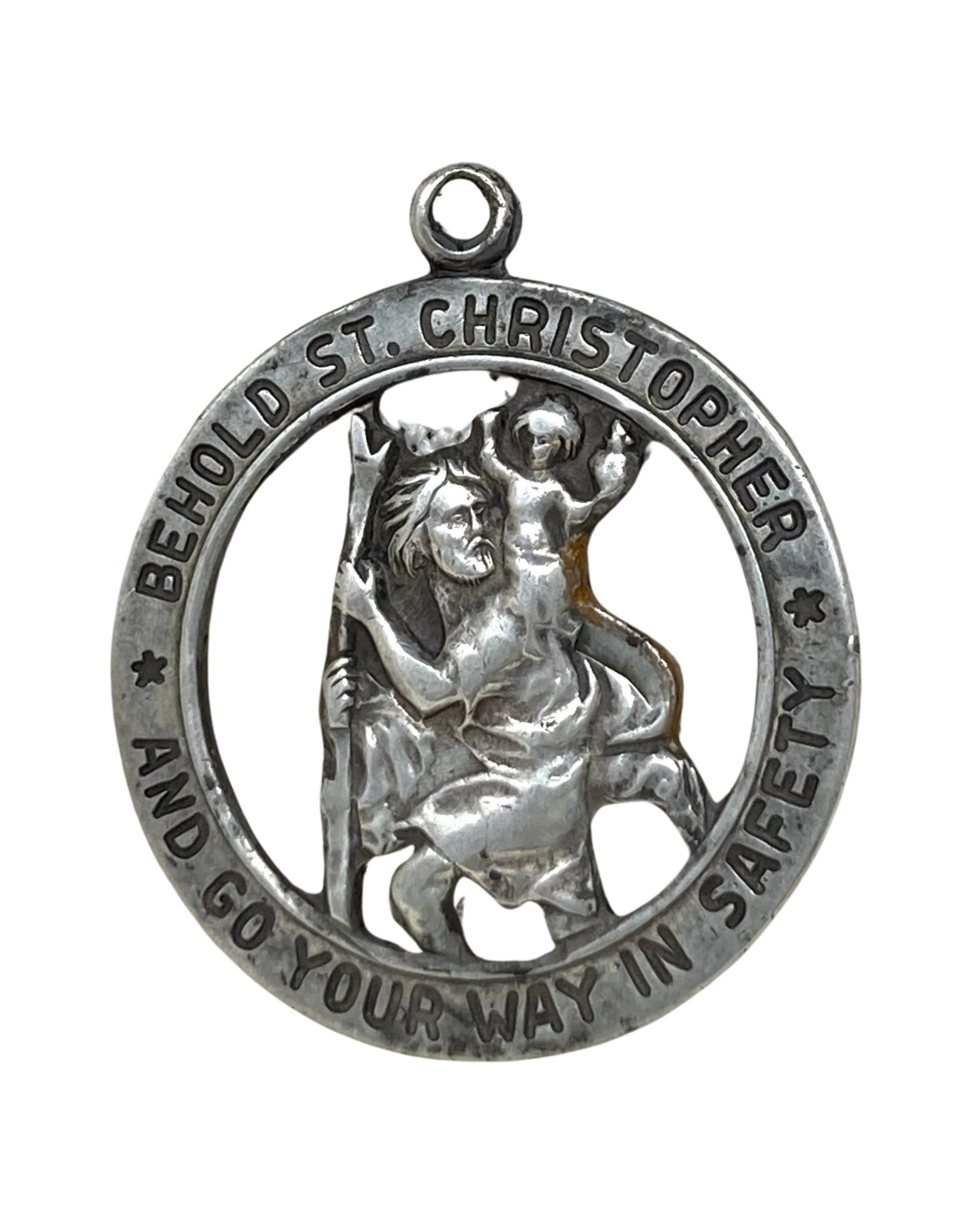 St Christopher Pendant Sterling Silver 1970s