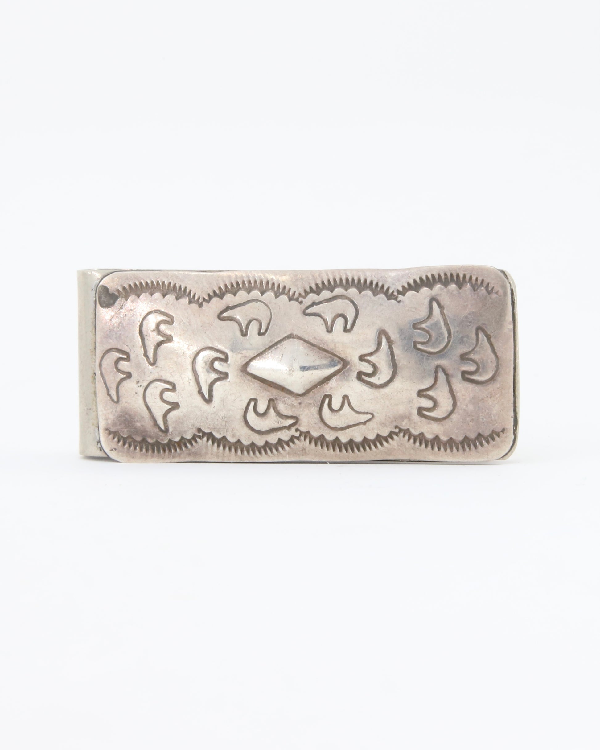 Mother of Pearl Sterling Silver Money Clip w Stamping 1960s