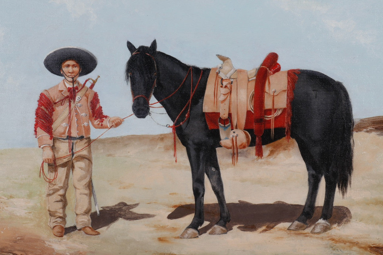 A Trumpeter of the 7th Regiment of Mexican Rurales c. 1850s Painting by Lt. D. Carrall Close Up View