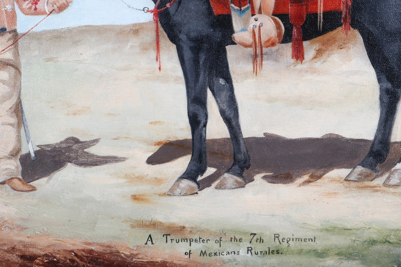 A Trumpeter of the 7th Regiment of Mexican Rurales c. 1850s Painting by Lt. D. Carrall Close Up View 2