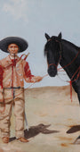 A Trumpeter of the 7th Regiment of Mexican Rurales c. 1850s Painting by Lt. D. Carrall Close Up View 3