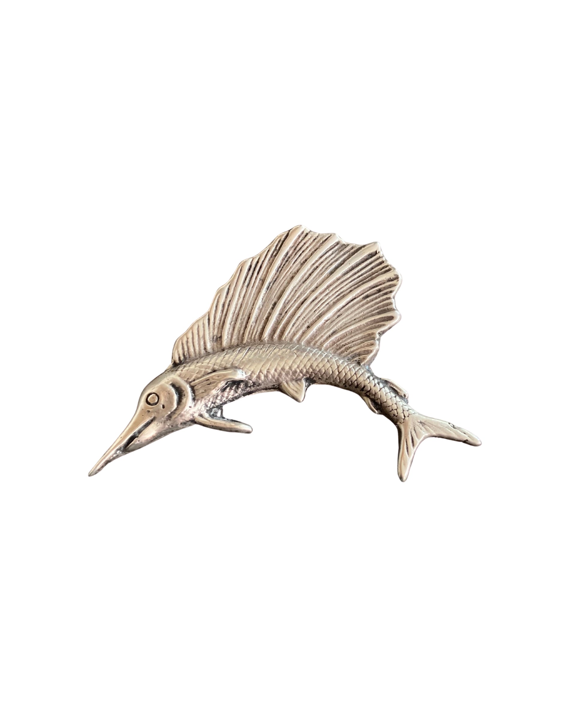 Large Sterling Silver Sailfish Brooch 1950s USA