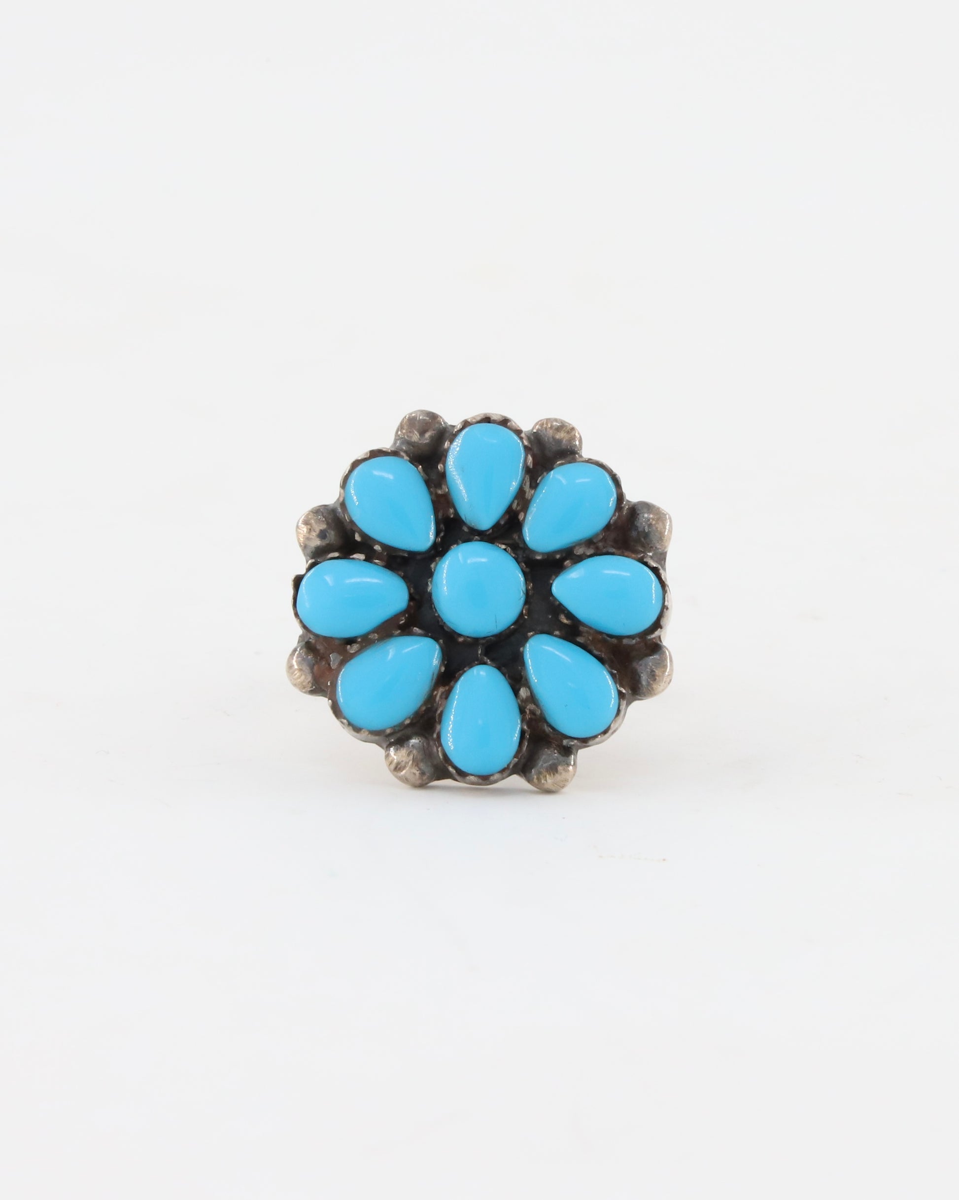 Turquoise + Sterling Cluster Ring sz 6.75