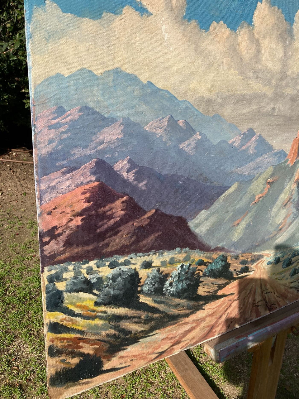 The left upclose view of the Alabama Hills (Lone Pine CA) Plein Air Painting from 1952.