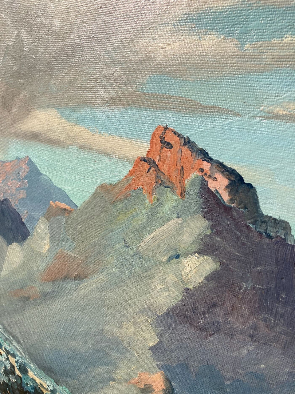 The upclose view of one of the mountain peaks on the Alabama Hills (Lone Pine CA) Plein Air Painting from 1952.