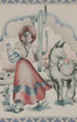 Alfred Terone Airbrush Painting on Paper Woman with Burro 1940s Vintage Close Up
