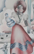 Alfred Terone Airbrush Painting on Paper Woman with Burro 1940s Vintage Close Up 2