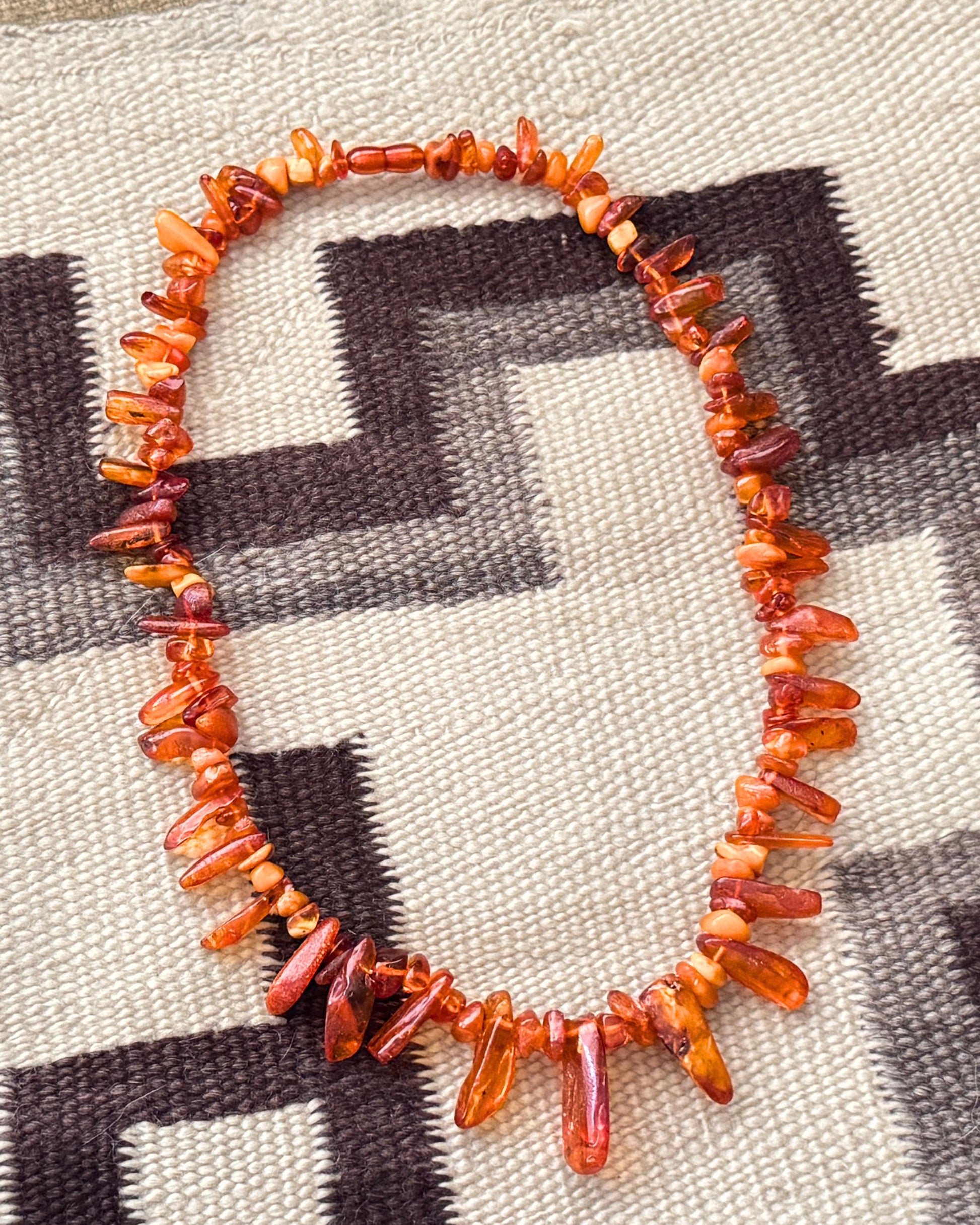 Natural Baltic Amber Chip + Drop Necklace in Cognac Tones – 27"