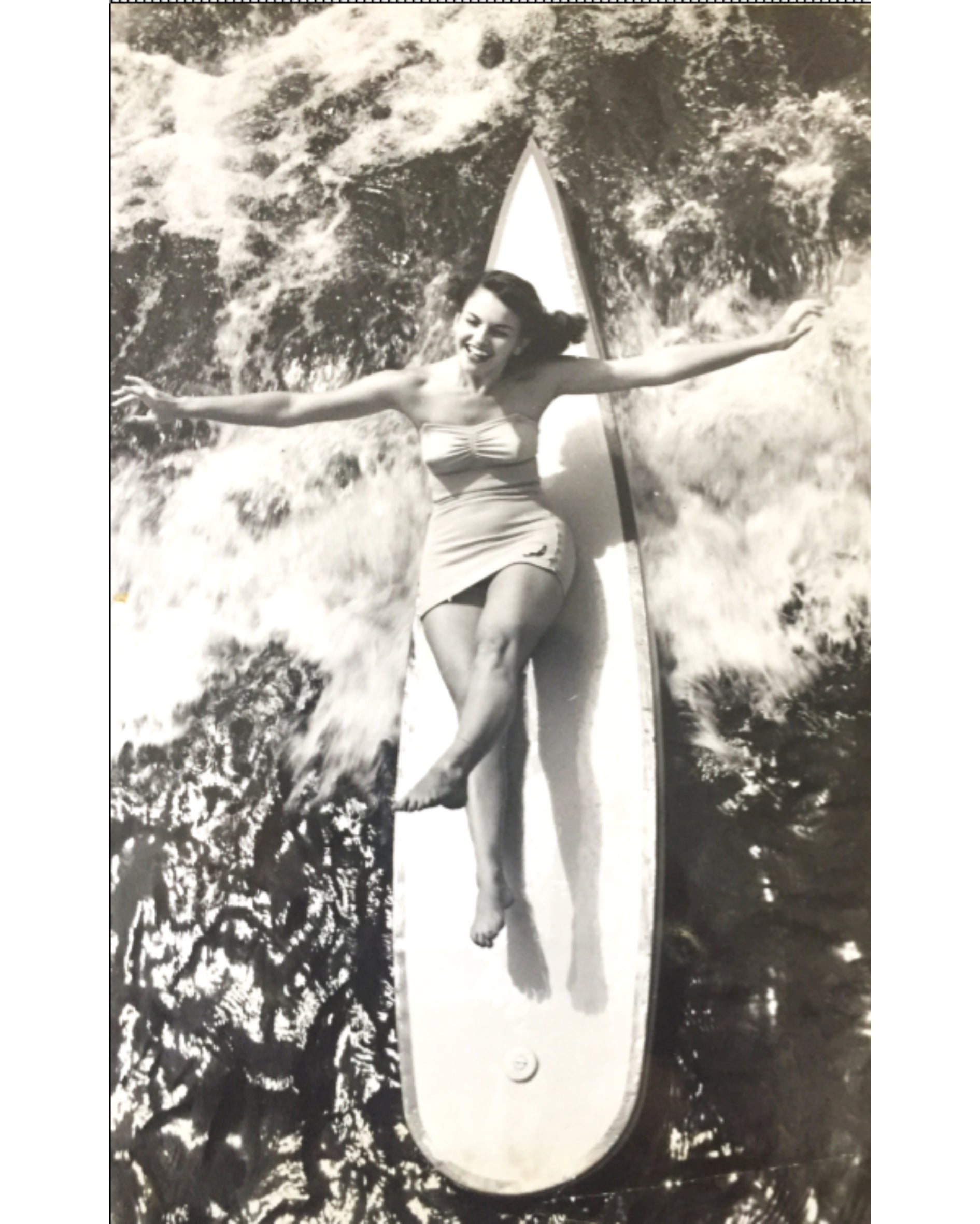 Archival Surf Photo Catalina Surf Girl White Wood Frame 22 W x 31 H Full View