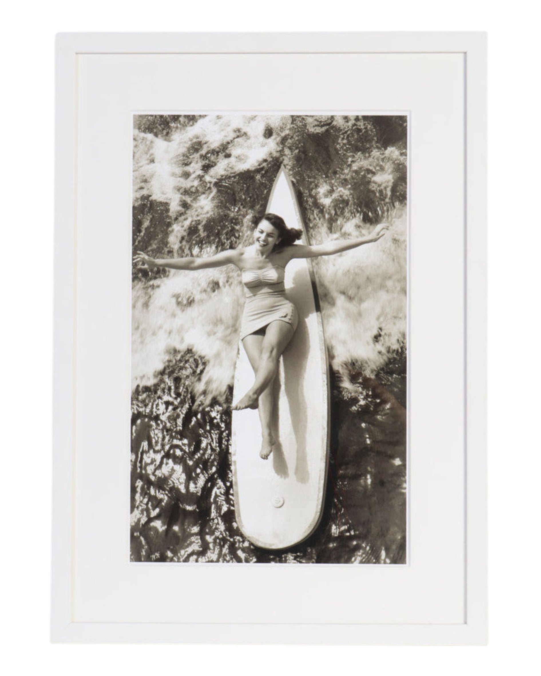 Archival Surf Photo Catalina Surf Girl White Wood Frame 22 W x 31 H