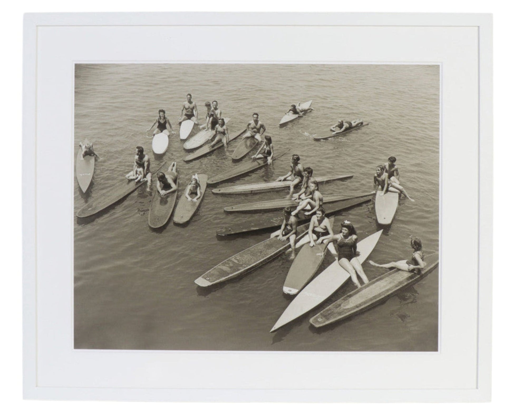 Archival Surf Photo Pier Posse Santa Monica Surf Paddleboard White Wood 