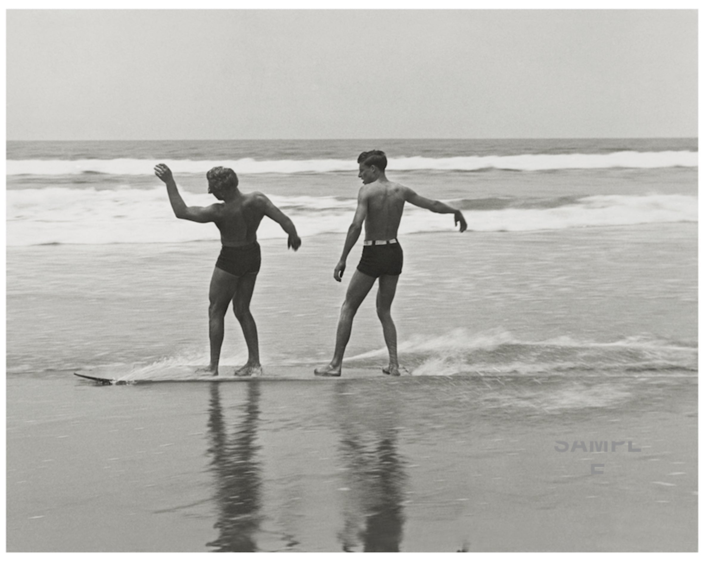 Archival Surf Photo Twin Skim Santa Monica 1930s 30.75 x 25.5