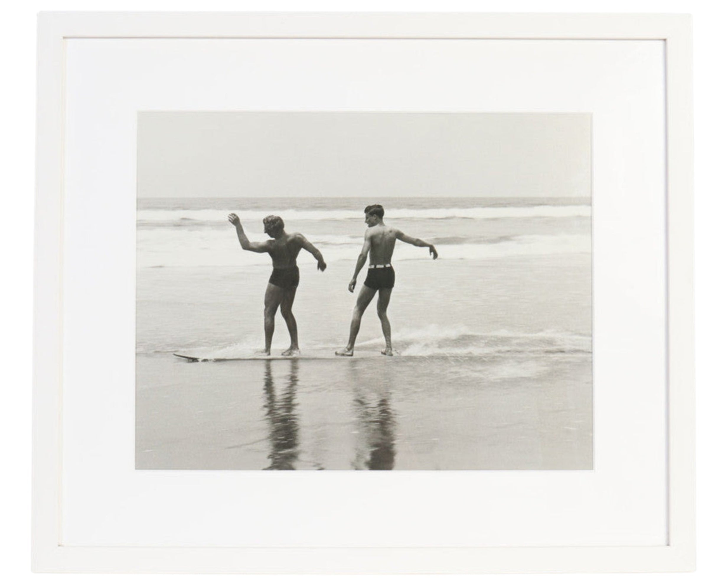 Archival Surf Photo Twin Skim Santa Monica 1930s 30.75 x 25.5 Framed