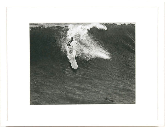 Archival Surf Photo Wood Board Down Wave Manhattan Beach OVERSIZE 30.5 x 37 Framed