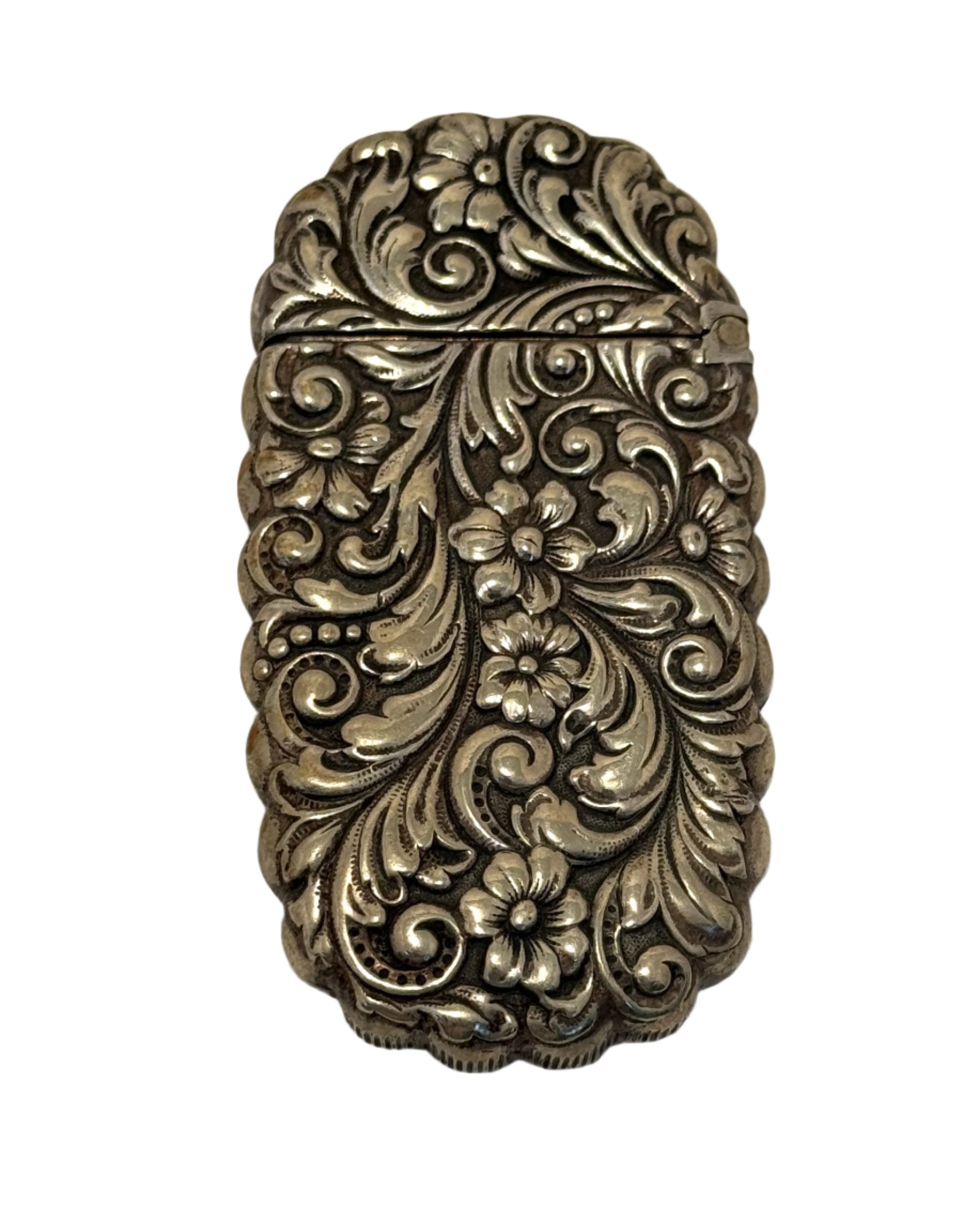 Art Nouveau Flowered Sterling Cigarette Carry Case