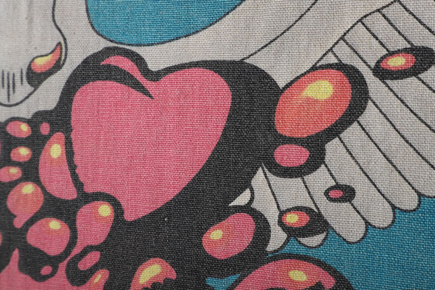 Authentic 1960s "Time Stands Still" Psychedelic Concert Banner Heart Close Up