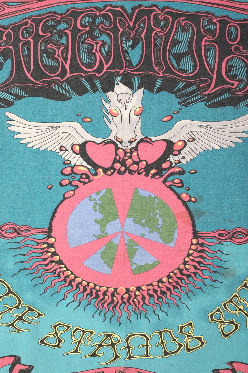 Authentic 1960s "Time Stands Still" Psychedelic Concert Banner Close Up Center View