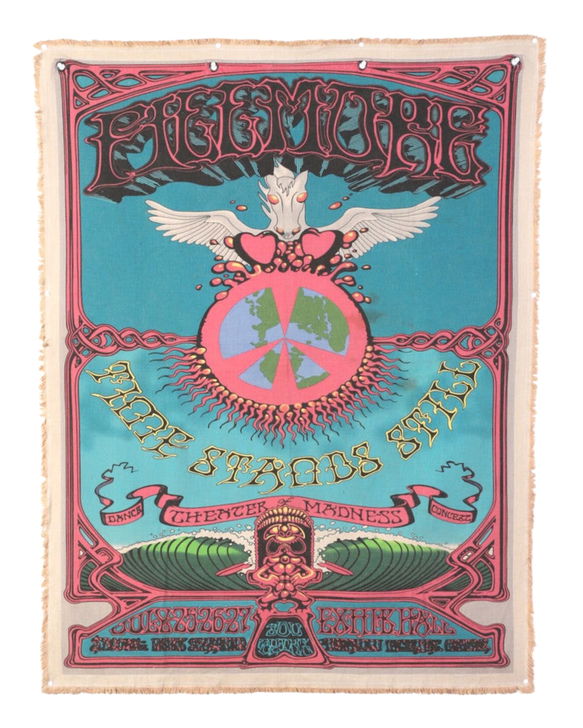 Authentic 1960s "Time Stands Still" Psychedelic Concert Banner Full view