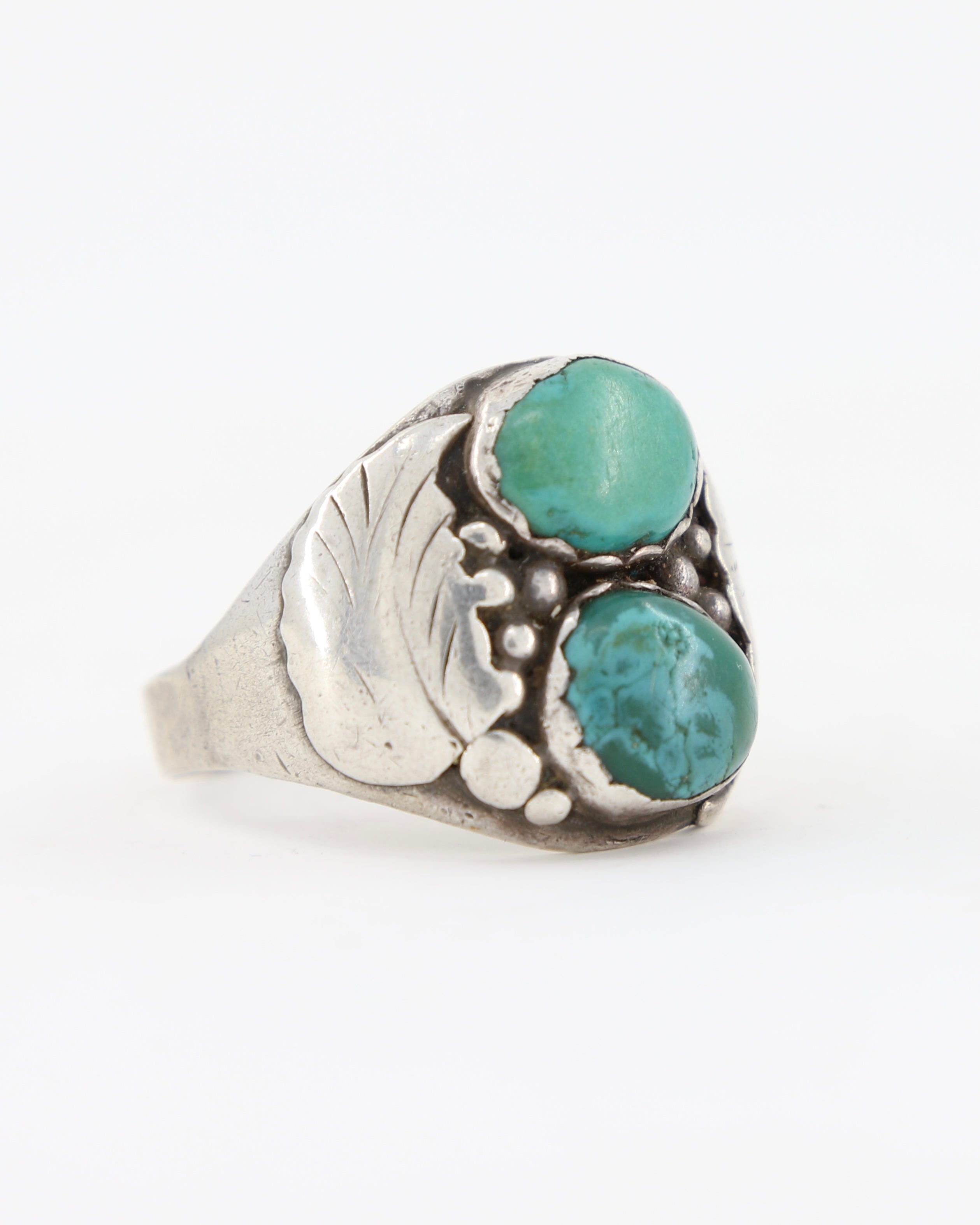 Vintage Sterling Silver Turquoise Ring (Size 12)