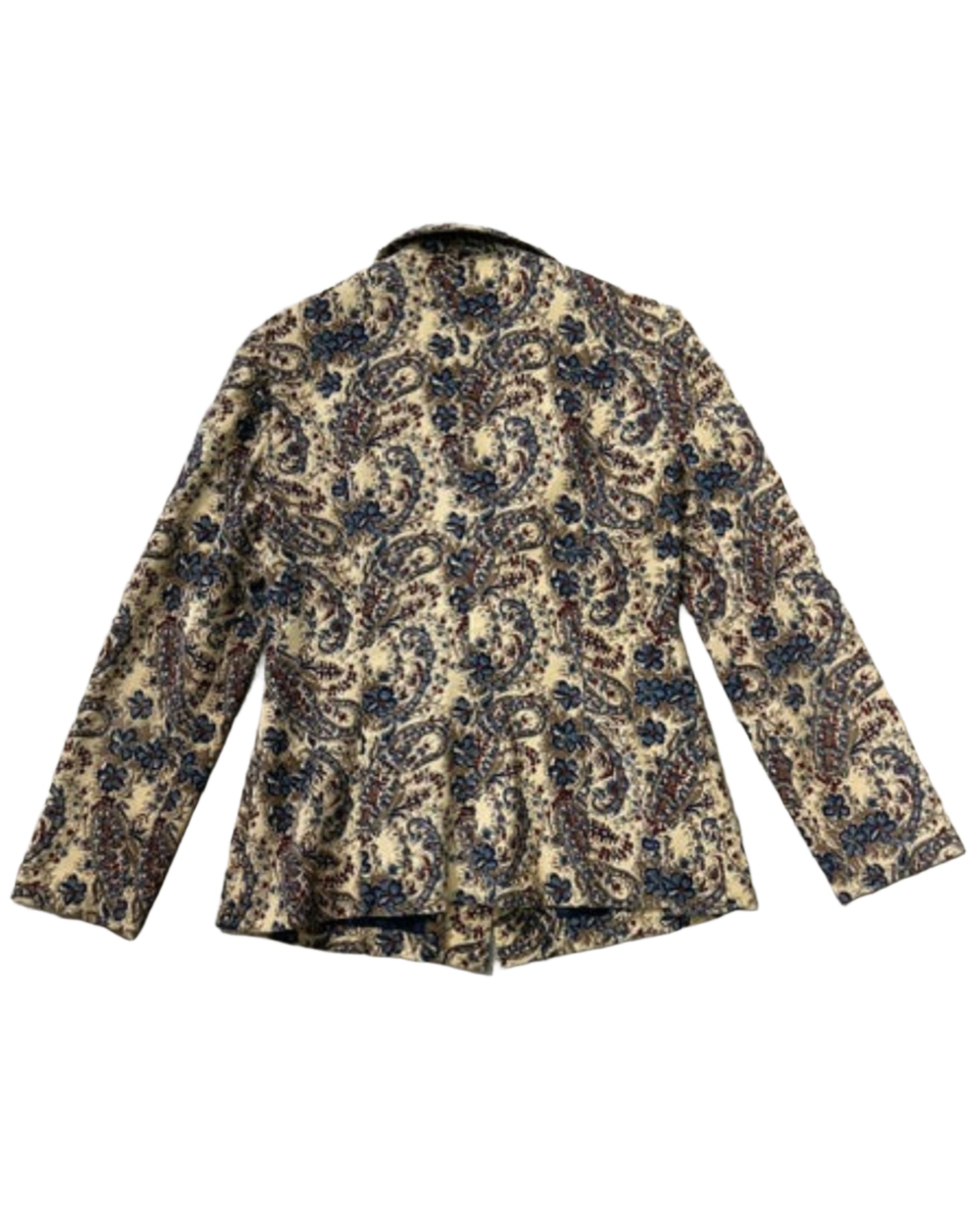 Corduroy Blue Bonnets on Beige Blazer Jacket MED/LARGE NOS 1970s.