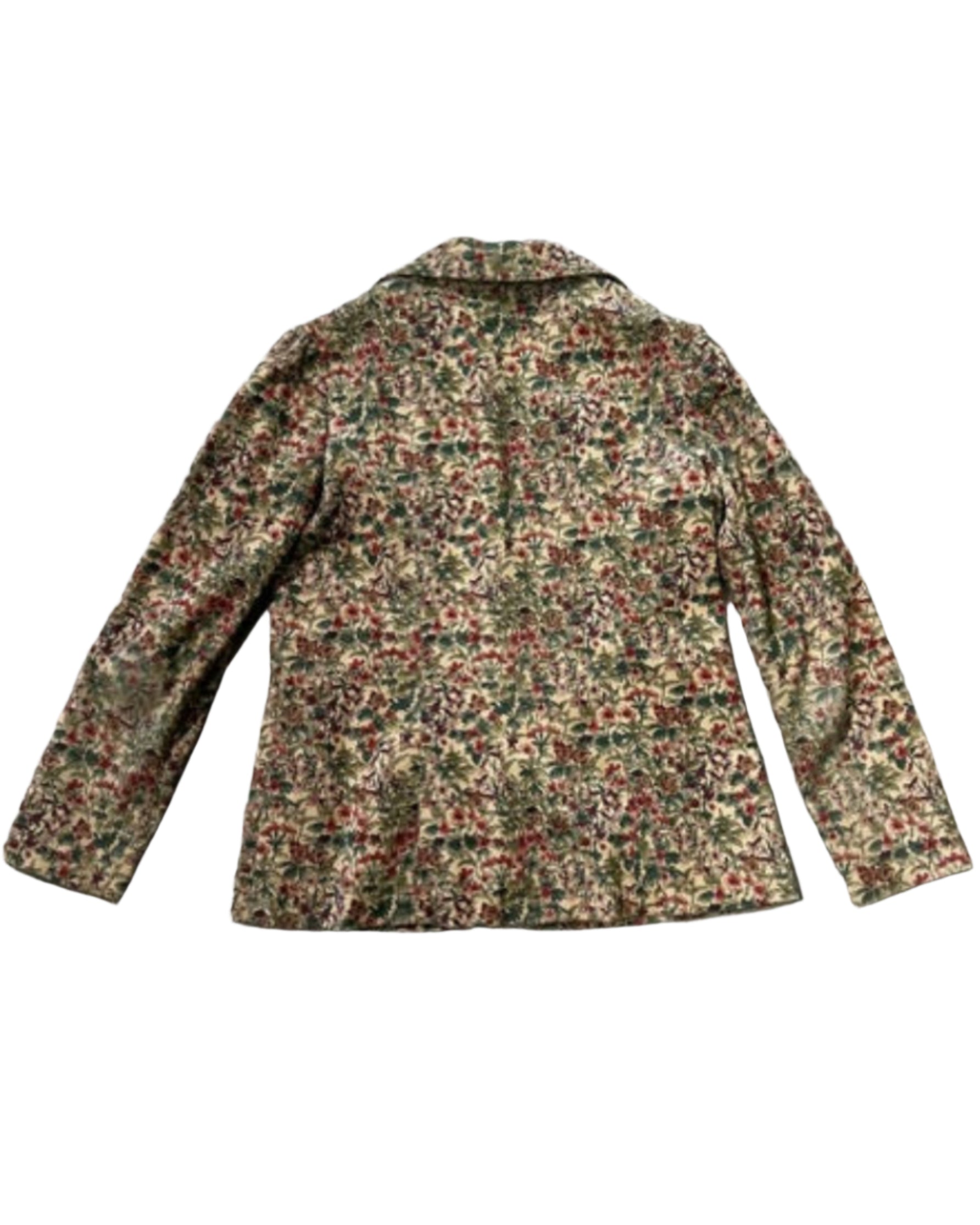 Corduroy Mille Fiorri Blazer Jacket Beige and Red LARGE NOS 1970s.