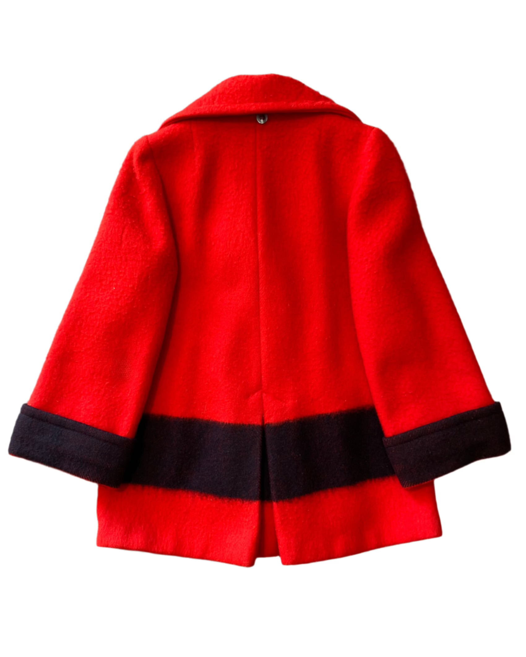 Vintage Hudson Bay Red and Black Wool Coat 1970s.