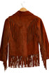 Back view of vintage cropped suede fringe jacket with Western styling.