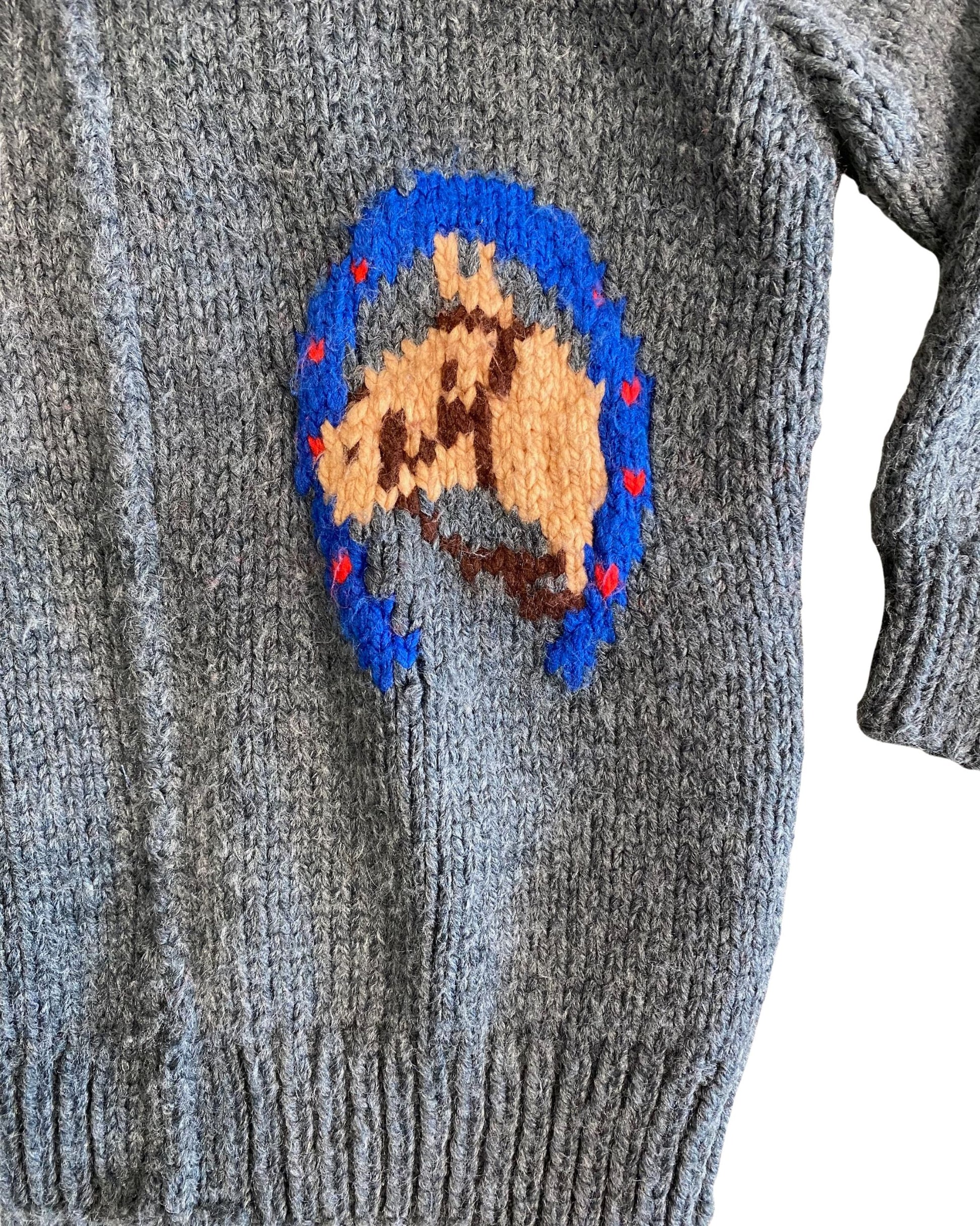 Barrel Racing Wool Zipper Sweater 1970s Vintage Hand Made - Small