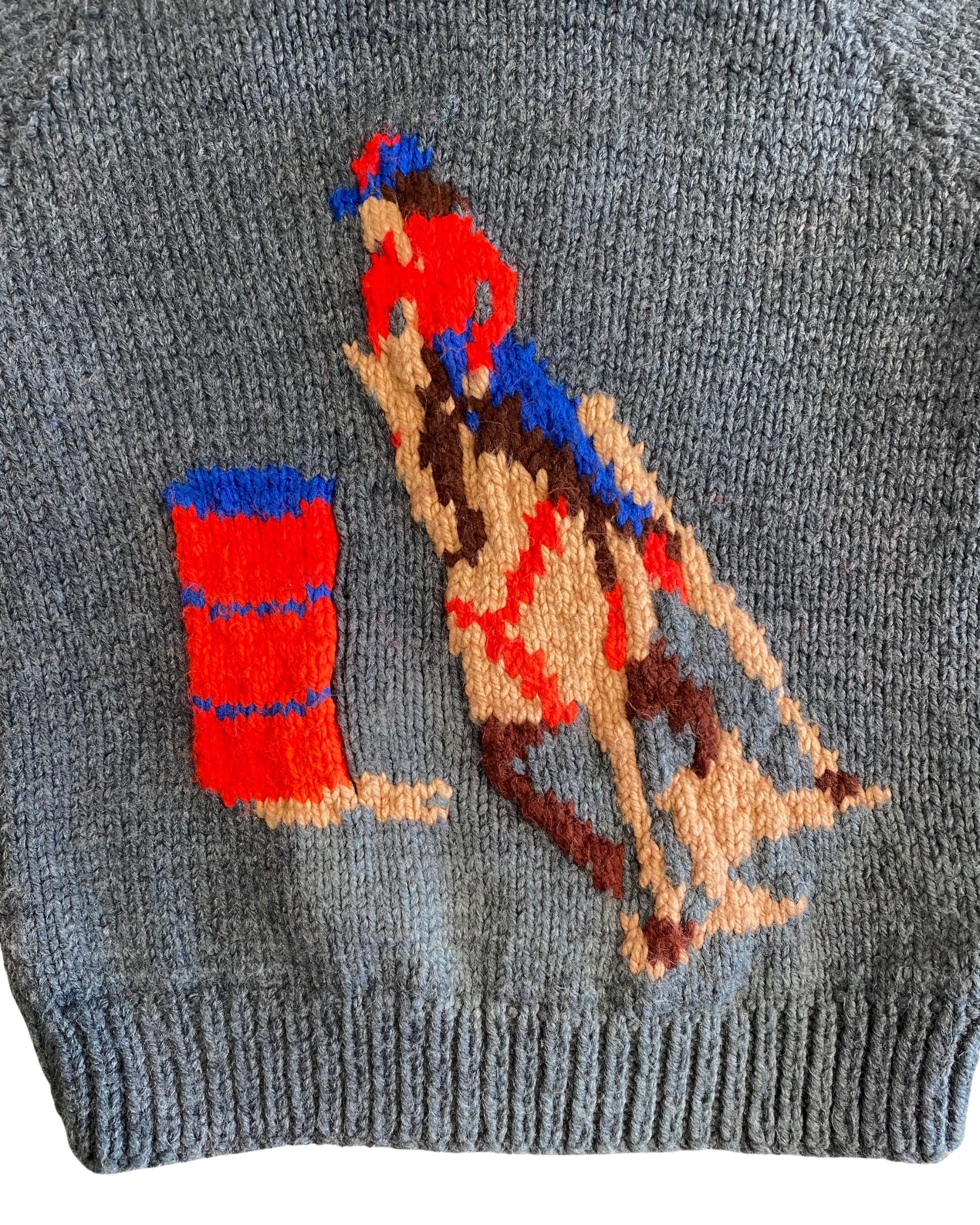 Barrel Racing Wool Zipper Sweater 1970s Vintage Hand Made - Small