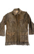 Front view of 1960s vintage Bay River leather fringe jacket.
