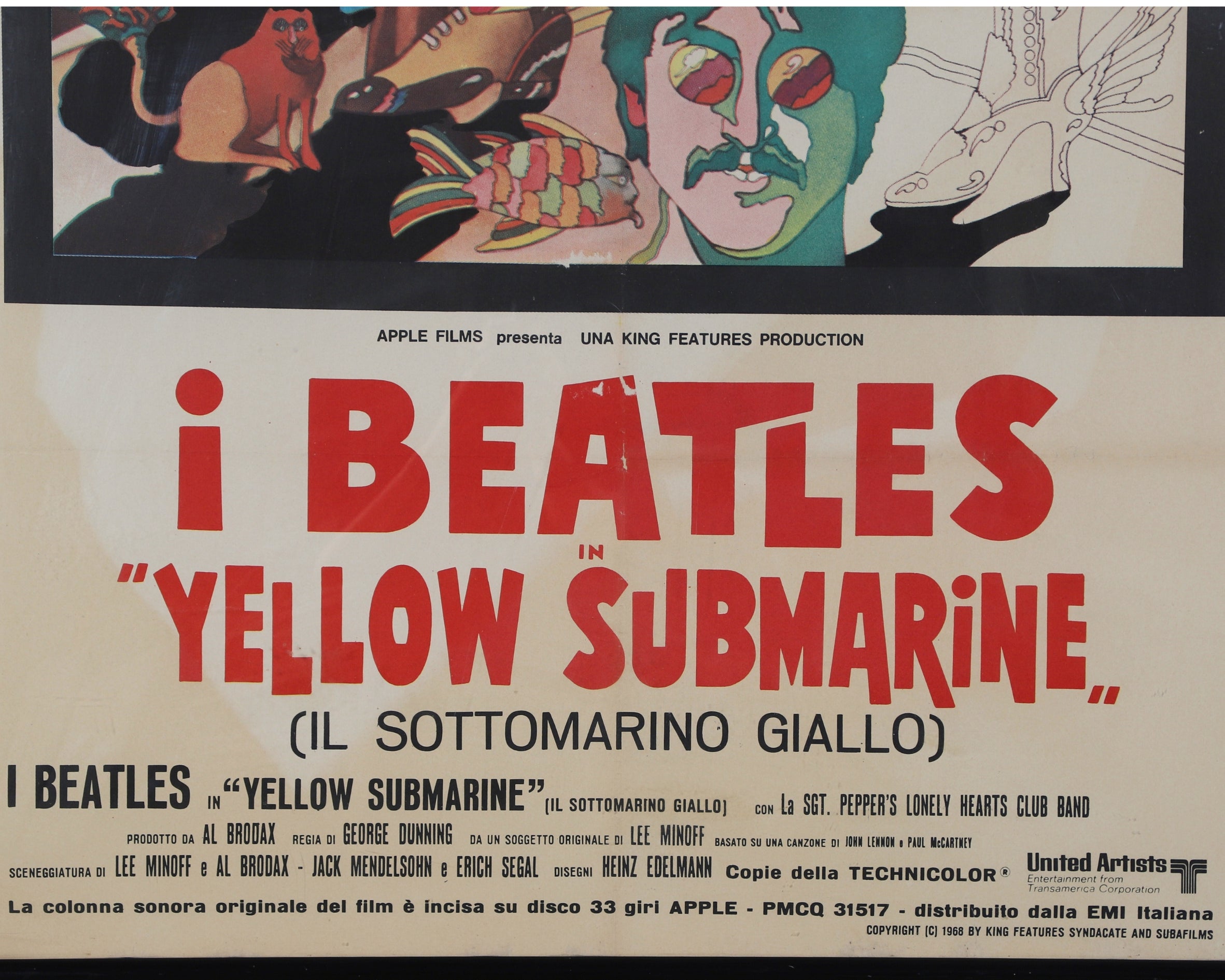 Beatles Yellow Submarine Italian Poster 1968 Original