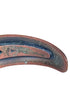 Interior view of vintage Bell Trading Post copper cuff bracelet showing maker’s stamp and natural oxidation.
