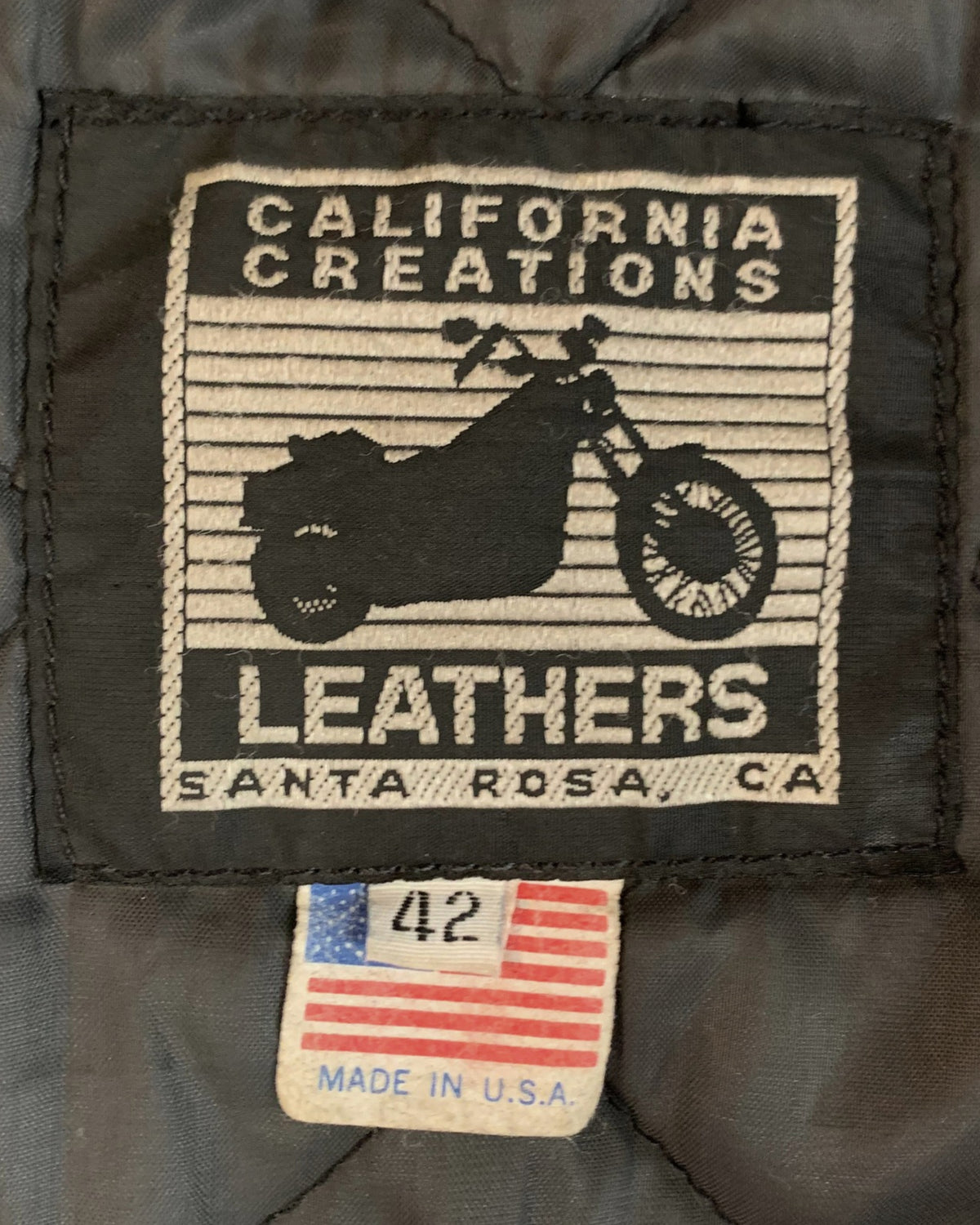 Black Leather Biker Jacket With Red Hand Patch 1980s - Medium