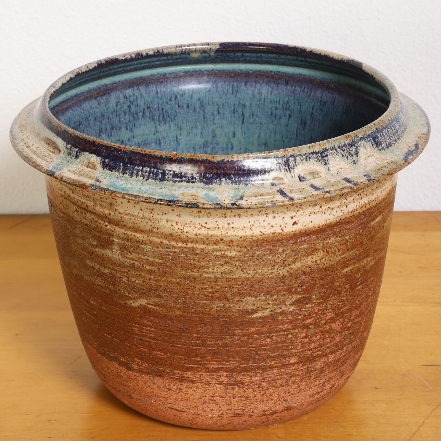 The full view of the Ceramic Pot with Blue Interior, 1970s.