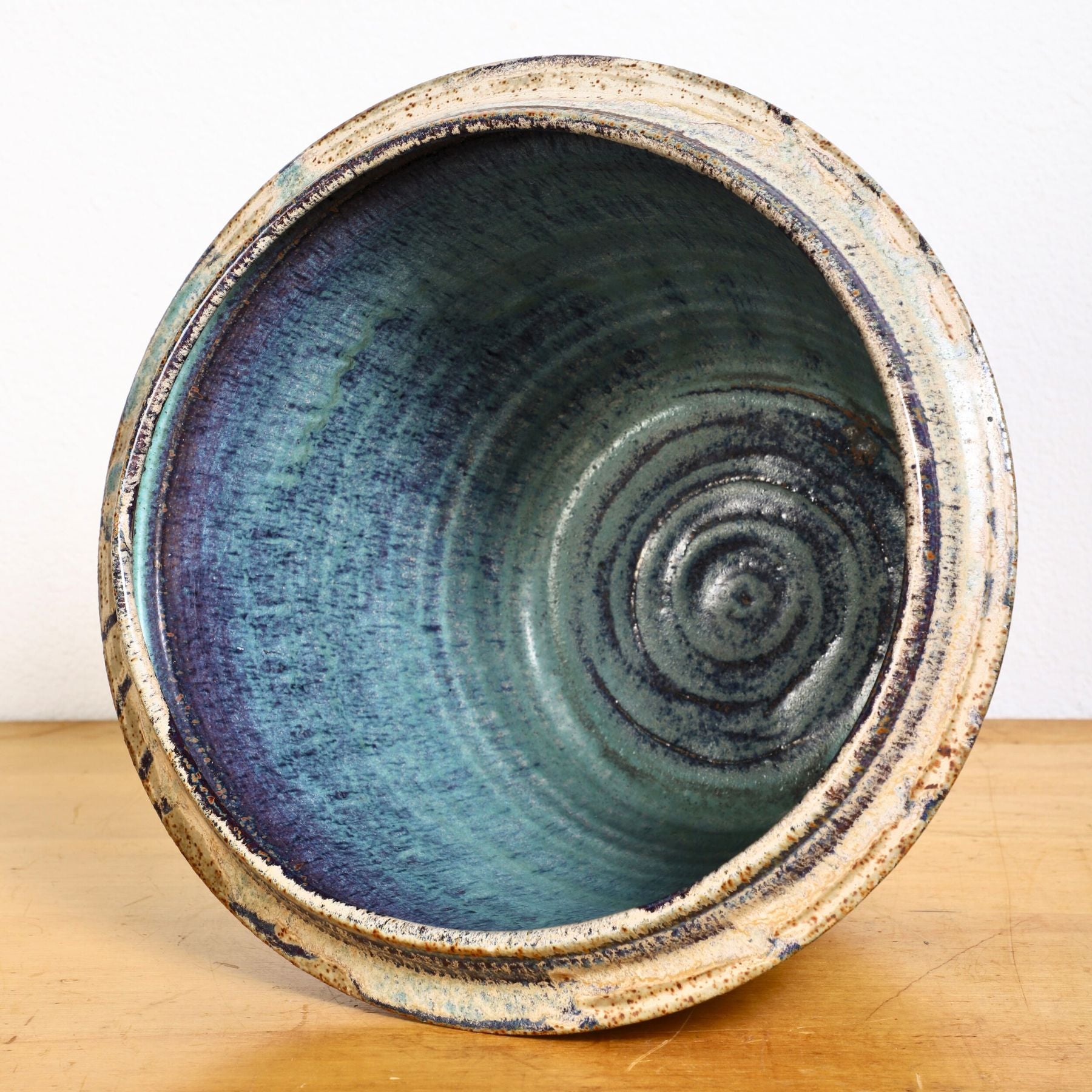 The inside view of the Ceramic Pot with Blue Interior, 1970s.