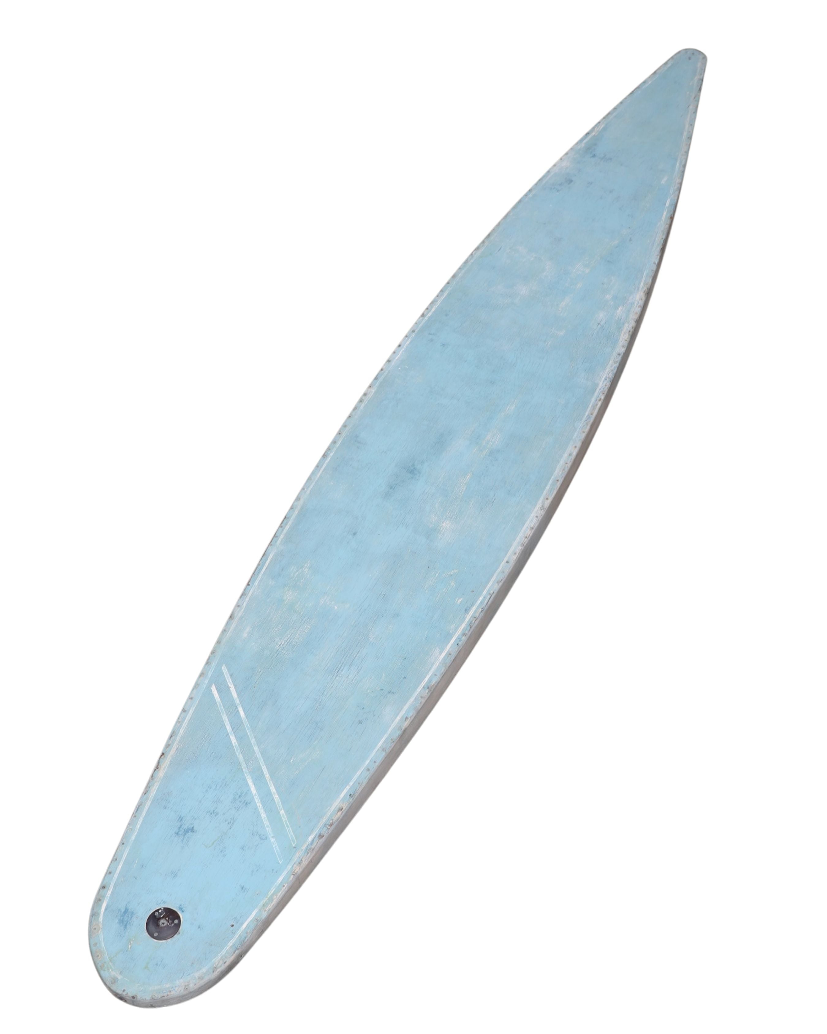 Painted Blue Wood Paddleboard c. 1930s 10 ft