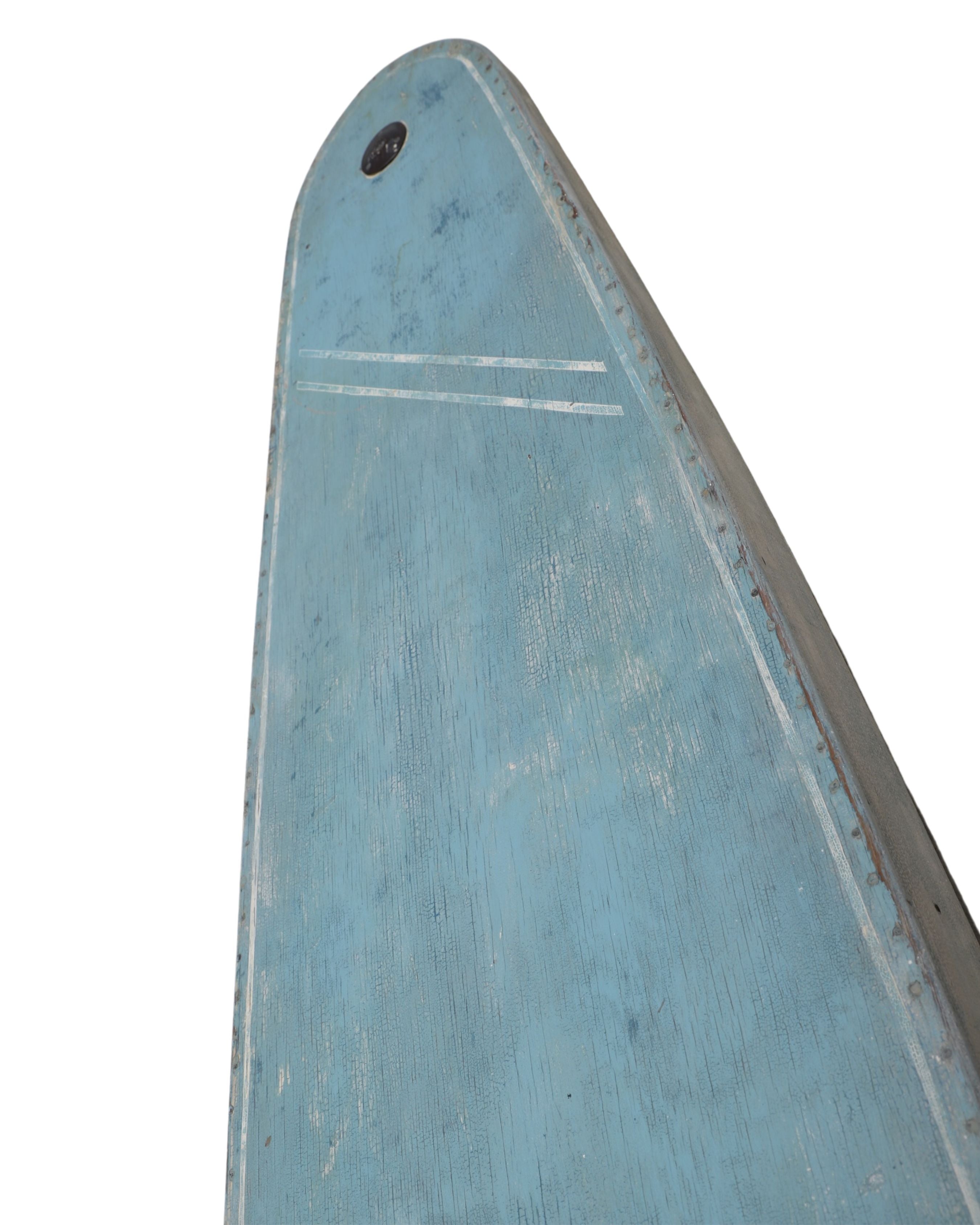 Painted Blue Wood Paddleboard c. 1930s 10 ft