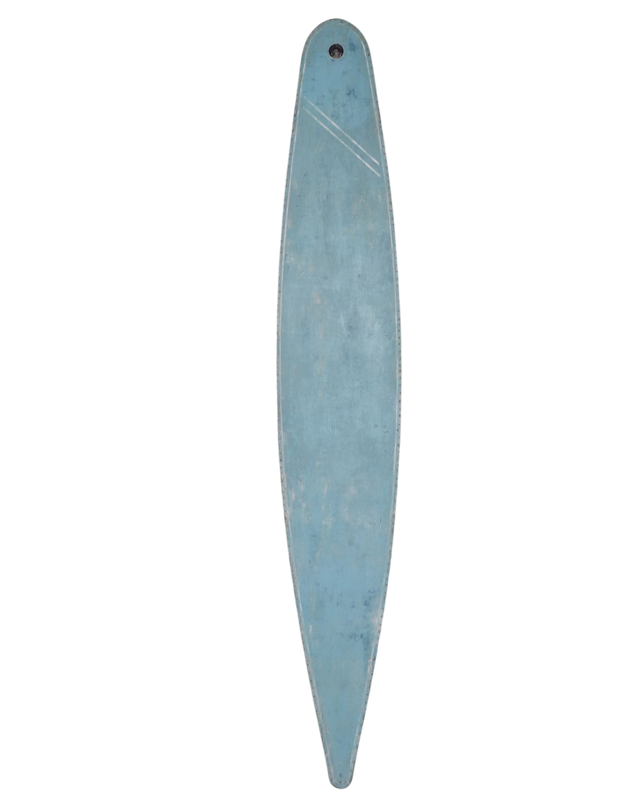 Painted Blue Wood Paddleboard c. 1930s 10 ft