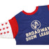 Detail  view of front of vintage Budd Friedman’s Improvisation Broadway Show League jersey.