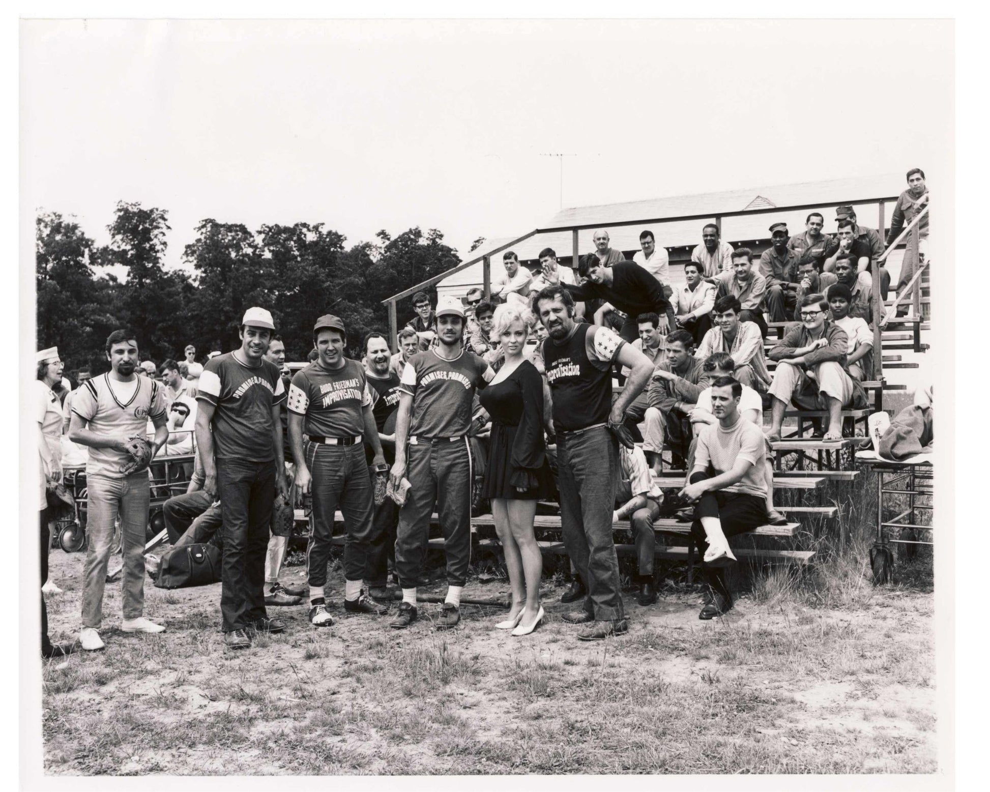  Archival photo of 1960s Broadway Show League team with players in Budd Friedman jerseys.