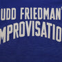 Detail  view of : Budd Friedman’s Improvisation tyoe on Broadway Show League jersey.