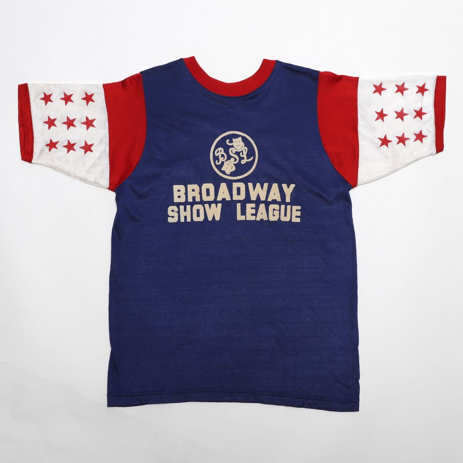 The full view of the back of the Budd Freeman's Improvisation Broadway League Baseball Jersey from the 1960s.