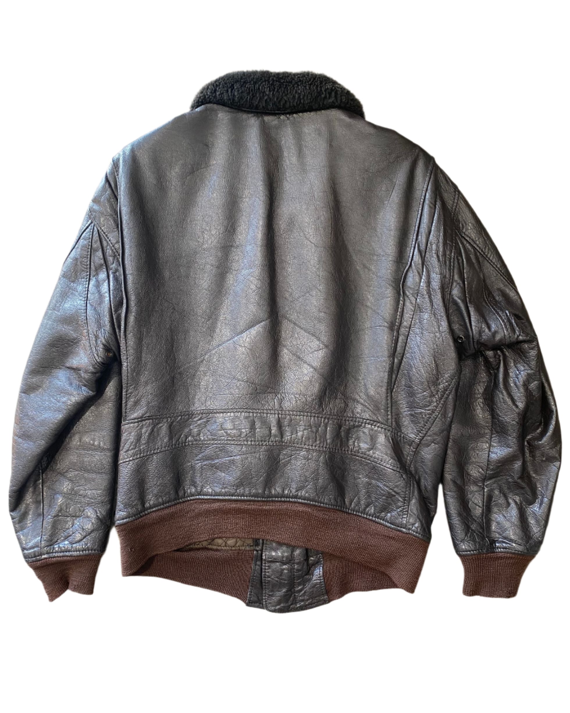 1970s Brown Leather Flight Jacket – LARGE – Made in the USA