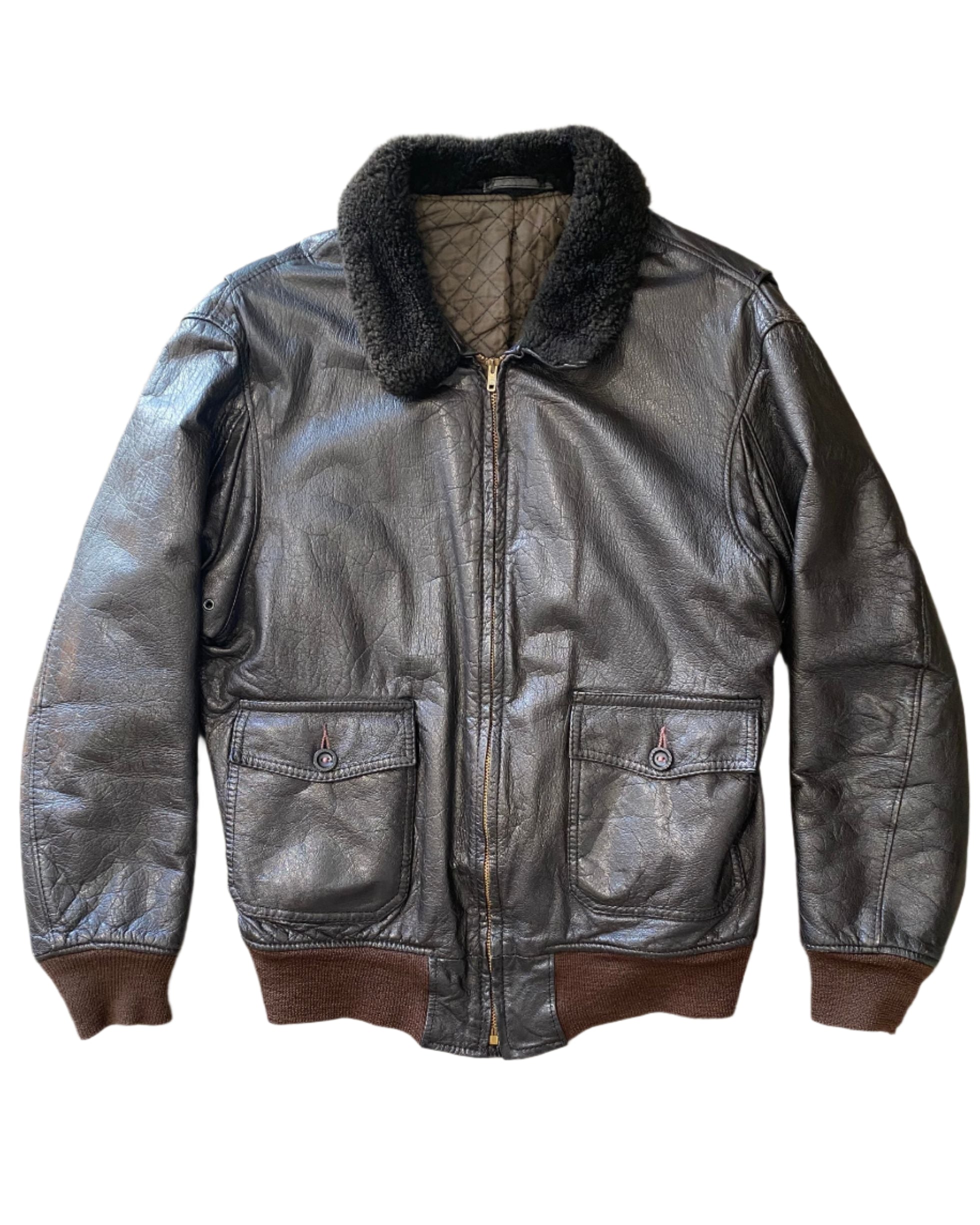 1970s Brown Leather Flight Jacket – LARGE – Made in the USA