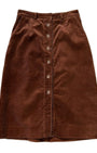 Corduroy Brown Skirt With Button Front 1970s.