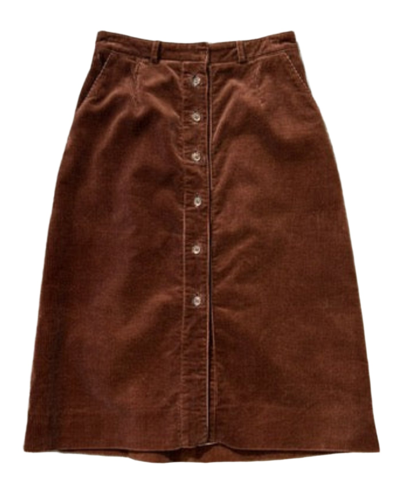 Corduroy Brown Skirt With Button Front 1970s.