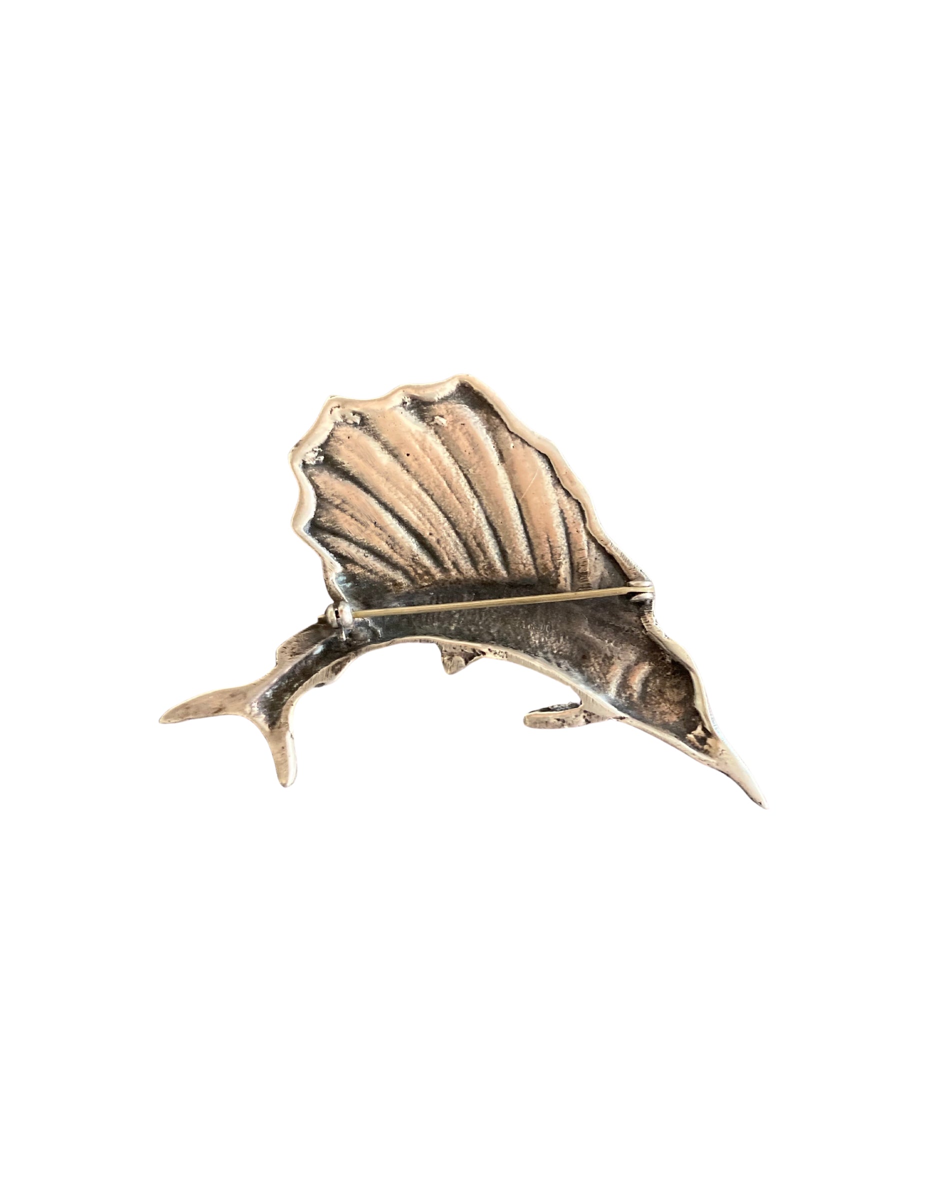 Large Sterling Silver Sailfish Brooch 1950s USA