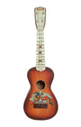 1920s Touchdown ukulele with football player graphic and faux pearl fretboard.