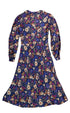 Vintage Cacharel floral dress back view with long sleeves.
